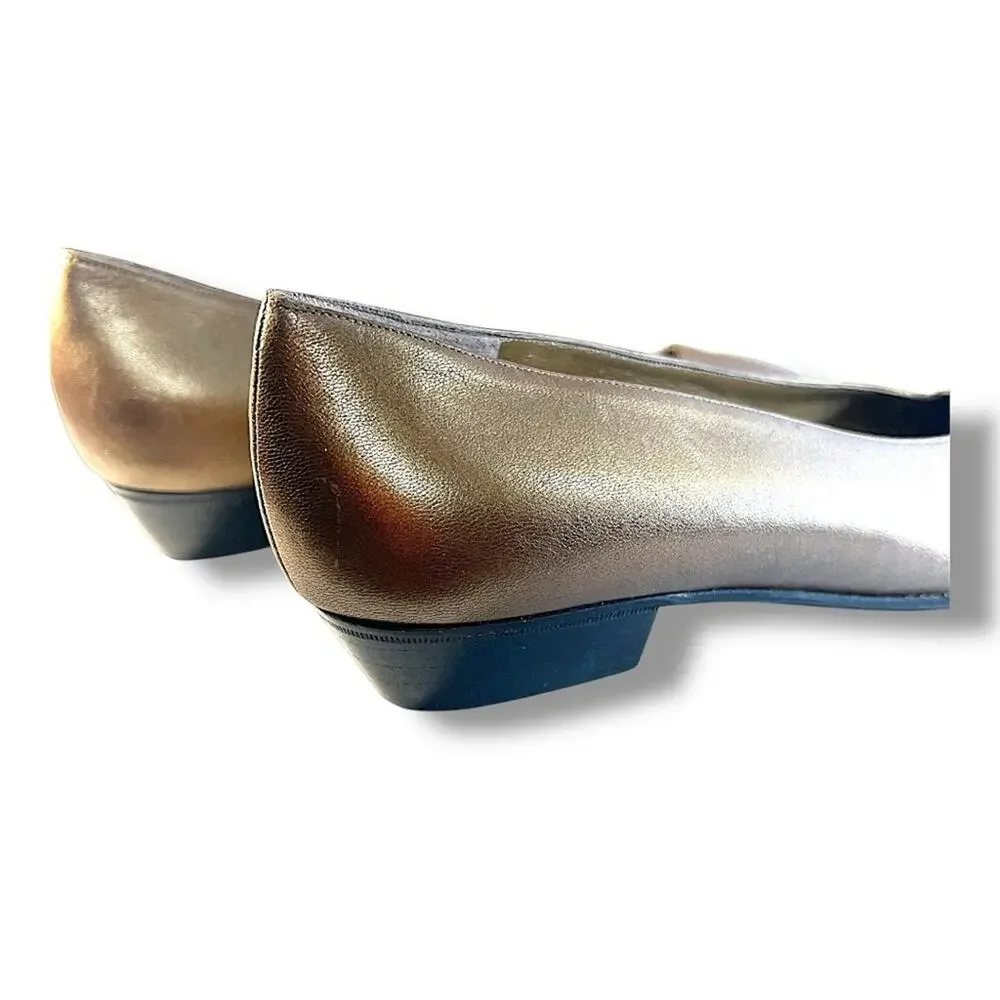 Bruno MAGLI Italian Bronze Leather Flats slight pointed Toe SZ 9AA or 9 AAAA?